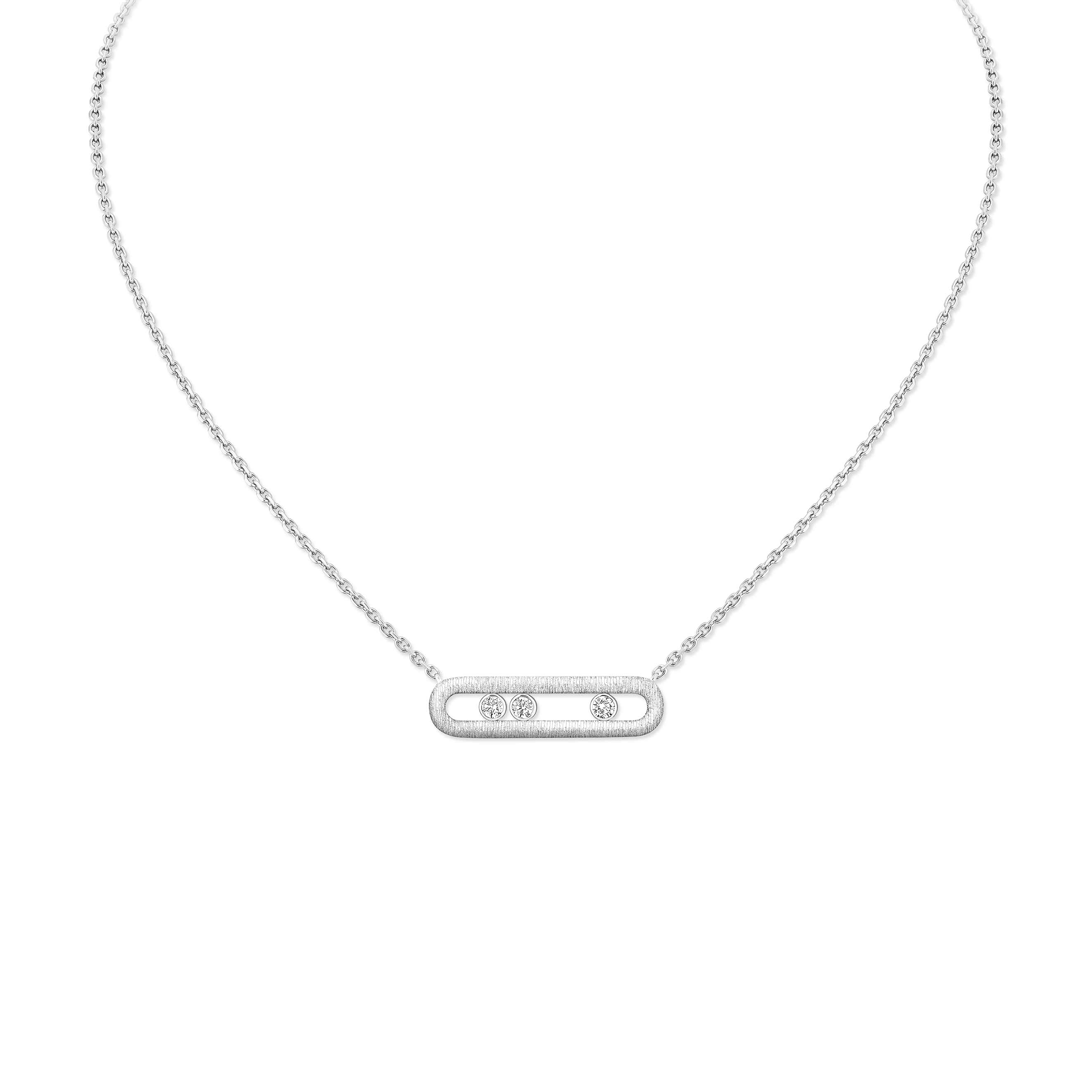 Mes1kaa move classique ciselÉ necklace white gold d1am0nd necklace 14667-wg